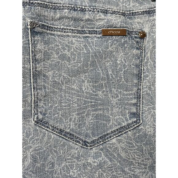 Chicos So Slimming Girlfriend Ankle Faded Blue Floral Print Crop Jeans 00 - Picture 3 of 9